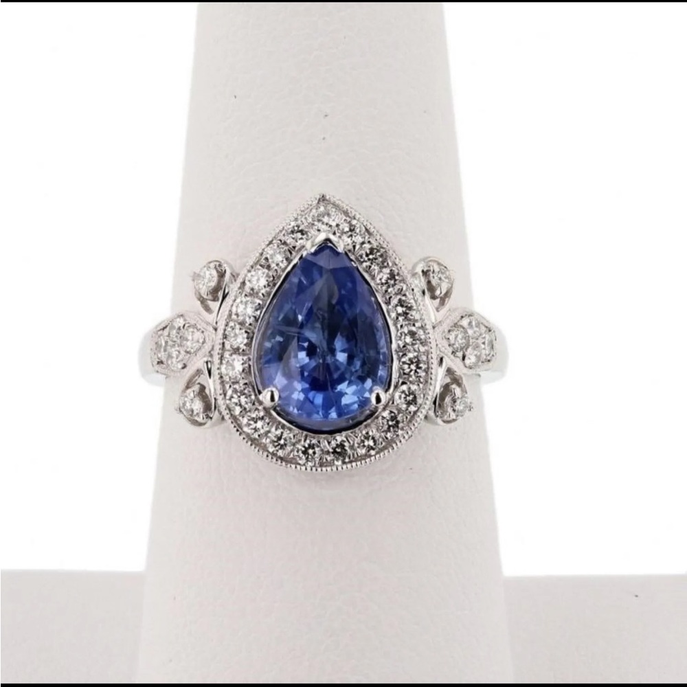 Platinum 2.02 Ct Sapphire & Diamond Ring with Appraisal